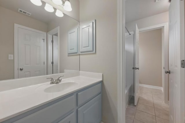 7617 Roaring Springs Dr, Austin, TX 78736 - full bathroom with vanity, tile patterned flooring, and bathing tub / shower combination