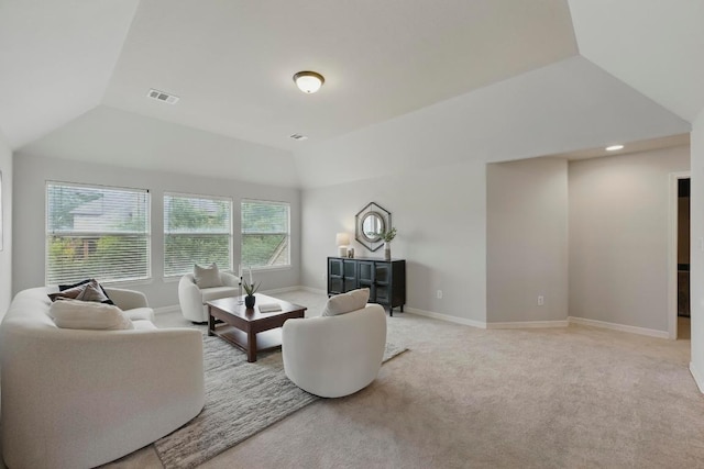 7617 Roaring Springs Dr, Austin, TX 78736 - living room featuring lofted ceiling and light colored carpet