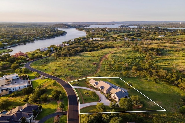 111 Rock N Robyn Trl, Horseshoe Bay, TX 78657 - aerial overview of property's location with a large body of water and property parcel outlined