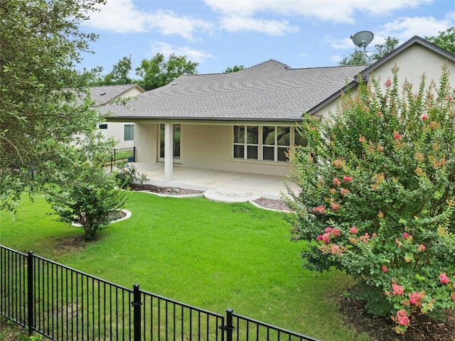130 Enchanted Dr, Georgetown, TX 78633 - back of property featuring stucco siding, a patio, and roof with shingles
