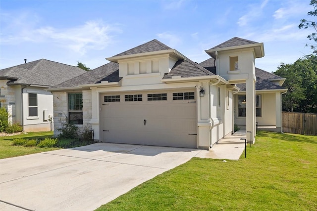 147 William Hersee Dr, Bastrop, TX 78602 - french provincial home with an attached garage, roof with shingles, driveway, stone siding, and stucco siding