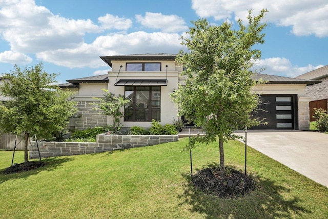 412 Pin Cherry Pass, San Marcos, TX 78666 - view of front of house featuring driveway, a garage, stucco siding, and stone siding