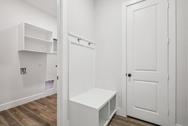 412 Pin Cherry Pass, San Marcos, TX 78666 - mudroom with dark wood finished floors and baseboards