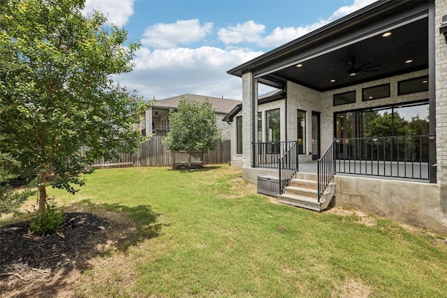 412 Pin Cherry Pass, San Marcos, TX 78666 - view of yard with ceiling fan and a porch