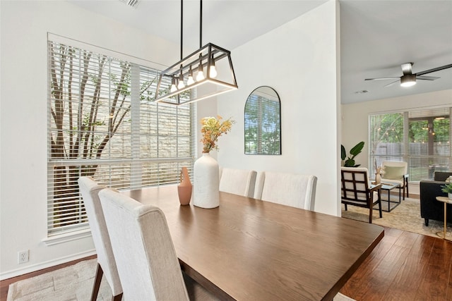 11024 Mint Julep Dr, Austin, TX 78748 - dining space featuring wood finished floors, plenty of natural light, and ceiling fan