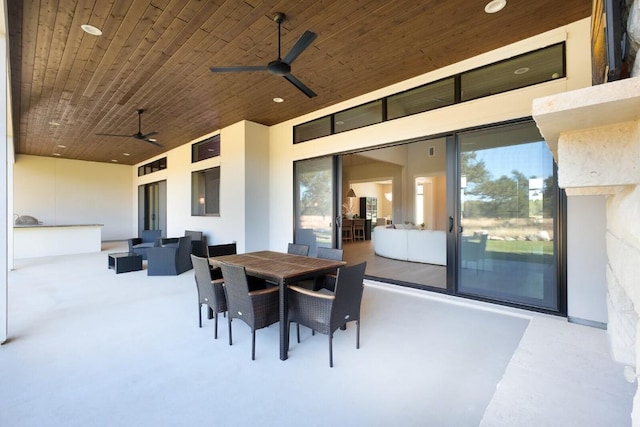 439 Junker Hl, Fredericksburg, TX 78624 - view of patio / terrace featuring a ceiling fan, outdoor dining area, and an outdoor hangout area