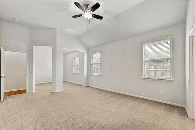 2344 Broken Wagon Dr, Leander, TX 78641 - unfurnished bedroom featuring carpet, vaulted ceiling, and a ceiling fan