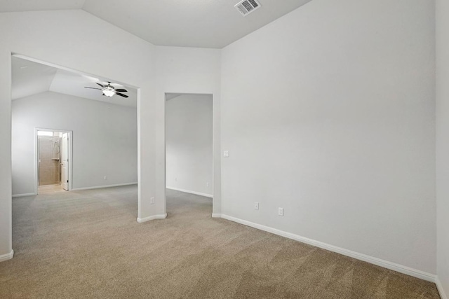2344 Broken Wagon Dr, Leander, TX 78641 - unfurnished room featuring lofted ceiling, light carpet, and a ceiling fan