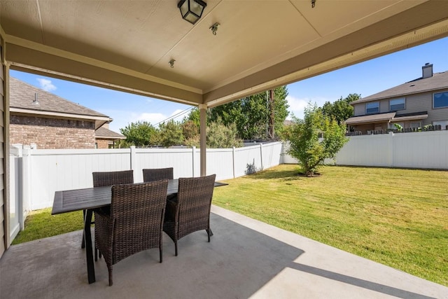 19105 Obed River Dr, Pflugerville, TX 78660 - fenced backyard featuring a patio area and outdoor dining area