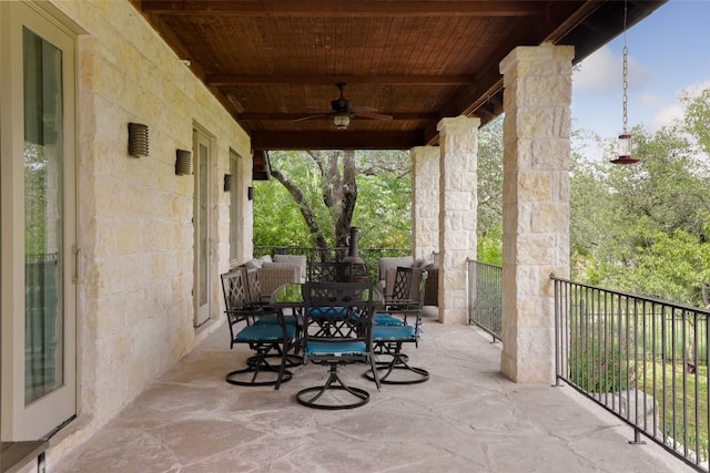 114 Medalist St, Lakeway, TX 78734 - view of patio / terrace with ceiling fan and outdoor dining area