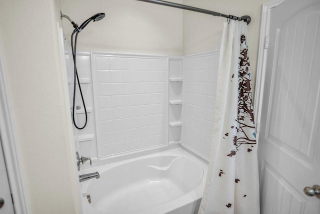 123 Brittany Ln, Bastrop, TX 78602 - bathroom featuring shower / bath combo with shower curtain