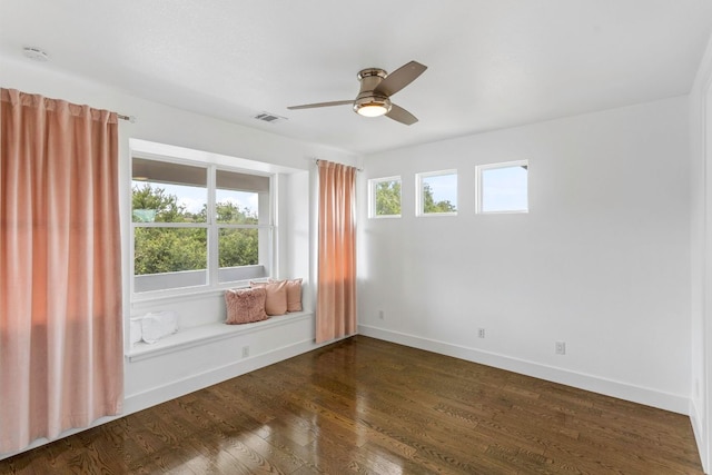 14430 Tuscola Cir, Austin, TX 78734 - empty room with plenty of natural light, a ceiling fan, dark wood-type flooring, and a smoke detector