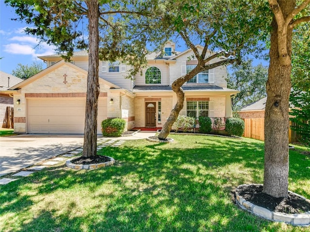 106 S Gadwall Ln, Cedar Park, TX 78613 - traditional-style home featuring stone siding, concrete driveway, and a garage