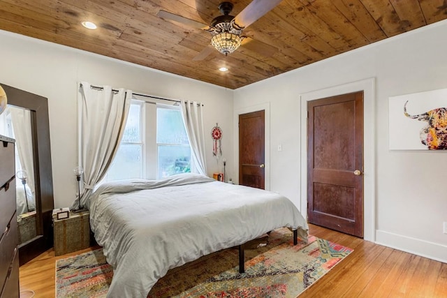 2834 Pearl St, Austin, TX 78705 - bedroom featuring wooden ceiling, light wood-type flooring, recessed lighting, and a ceiling fan