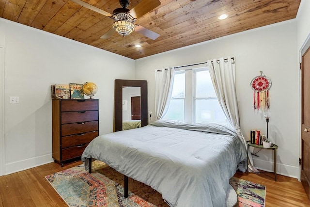 2834 Pearl St, Austin, TX 78705 - bedroom with wood ceiling, wood finished floors, recessed lighting, and a ceiling fan