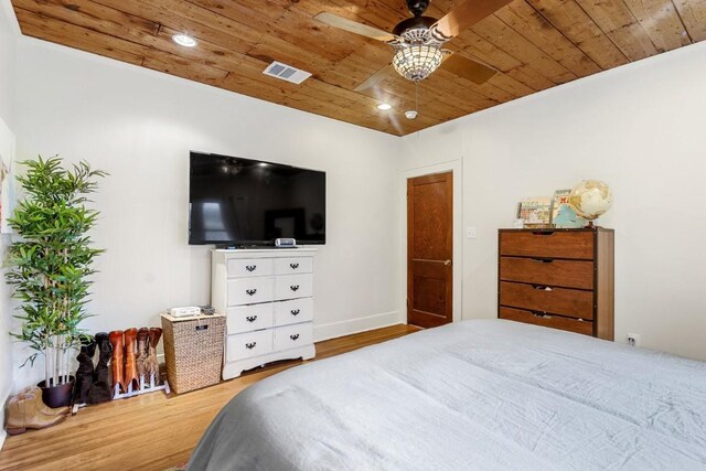 2834 Pearl St, Austin, TX 78705 - bedroom with wooden ceiling, wood finished floors, and recessed lighting