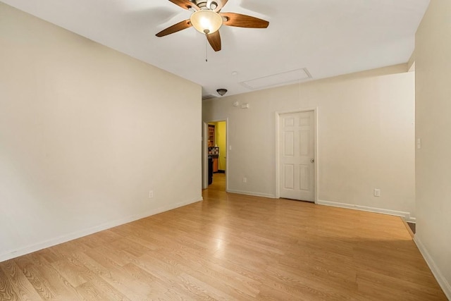 2834 Pearl St, Austin, TX 78705 - empty room featuring attic access, a ceiling fan, and light wood-style floors