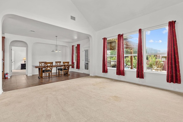 204 Lake Livingston Dr, Georgetown, TX 78628 - carpeted living room with arched walkways and high vaulted ceiling