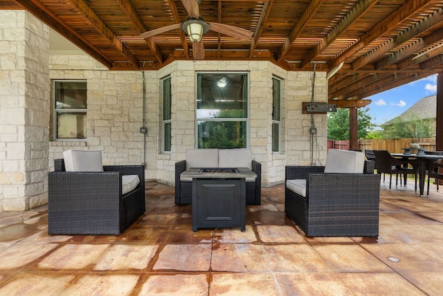 204 Lake Livingston Dr, Georgetown, TX 78628 - view of patio / terrace with outdoor dining area and an outdoor living space with a fire pit