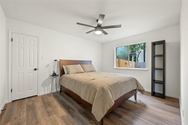 608 Haleys Cv, Leander, TX 78641 - bedroom featuring wood finished floors and ceiling fan