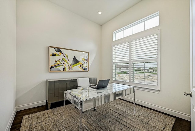 120 Delfino Pl, Horseshoe Bay, TX 78657 - office space featuring wood finished floors and a towering ceiling