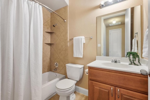 11900 Timber Heights Dr, Austin, TX 78754 - bathroom with vanity, shower / bath combination with curtain, and tile patterned flooring