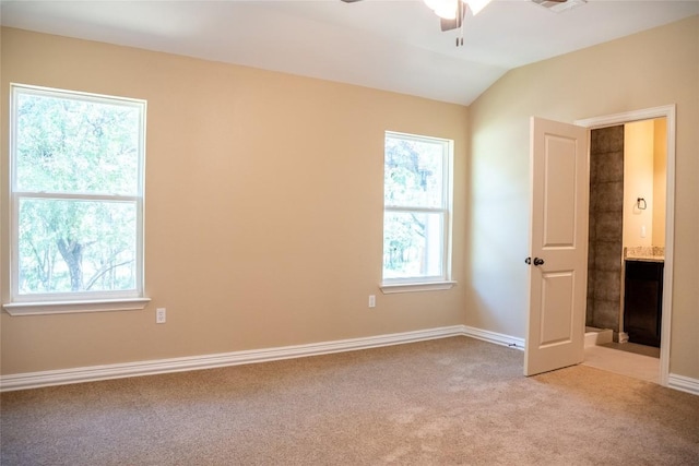 2230 Mc Arthur Ave, Kingsland, TX 78639 - unfurnished room featuring light colored carpet, a ceiling fan, and lofted ceiling