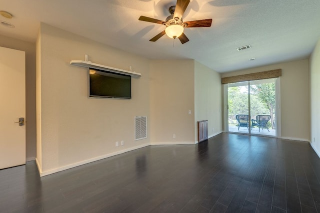 146 Double Eagle Dr, Austin, TX 78738 - unfurnished living room featuring a ceiling fan and dark wood-style floors