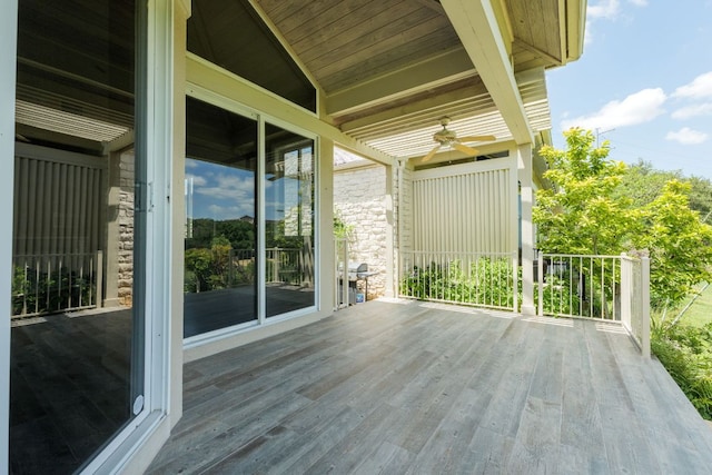 146 Double Eagle Dr, Austin, TX 78738 - wooden deck with a ceiling fan and area for grilling