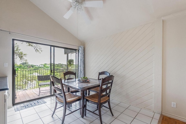 6033 Mount Bonnell Cv, Austin, TX 78731 - dining room featuring a ceiling fan and vaulted ceiling