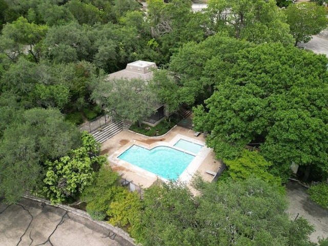 6033 Mount Bonnell Cv, Austin, TX 78731 - drone / aerial view of a pool area