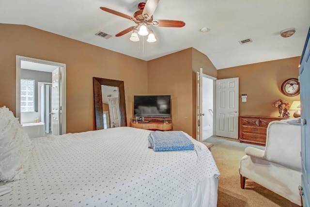 1203 Cardigan St, Cedar Park, TX 78613 - bedroom featuring light carpet, a ceiling fan, and vaulted ceiling