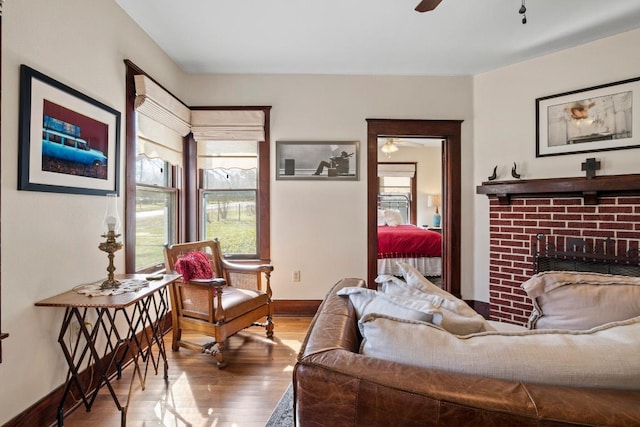 306 S Market St, Flatonia, TX 78941 - living room with a ceiling fan and wood finished floors