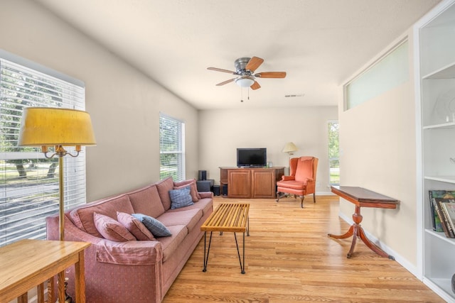 8604 Granada Hills Dr, Austin, TX 78737 - living area featuring light wood-style floors and a ceiling fan