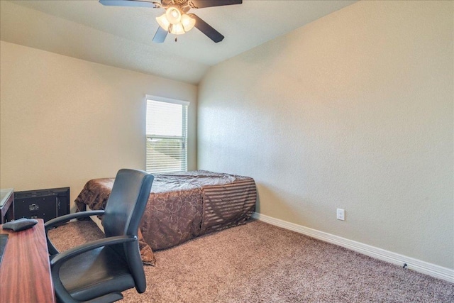 913 Overcup Dr, San Marcos, TX 78666 - carpeted office with lofted ceiling and a ceiling fan