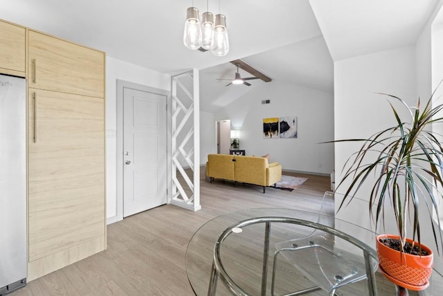 4712 Carsonhill Dr, Austin, TX 78723 - entrance foyer featuring light wood-style flooring and ceiling fan