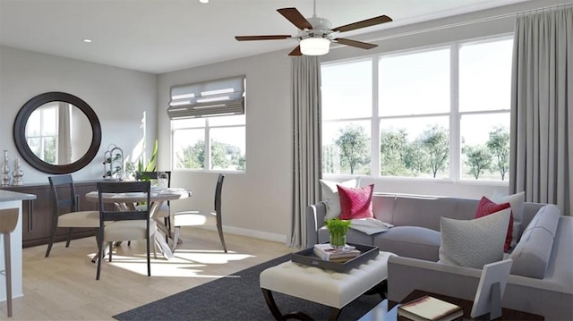 12001 Vista Parke Dr Unit 1002, Austin, TX 78726 - living room featuring ceiling fan, light wood-type flooring, and recessed lighting