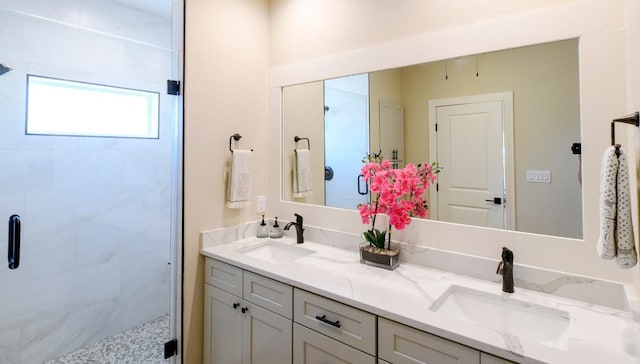 302 Castlehigh Dr, Granite Shoals, TX 78654 - bathroom with double vanity and a stall shower