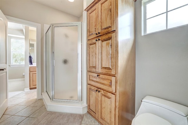 25 Meadows End Dr, Georgetown, TX 78628 - bathroom featuring a shower stall, vanity, and tile patterned flooring