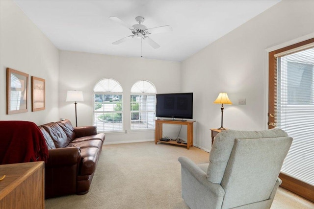 124 Hurst Creek Rd, Austin, TX 78734 - living area featuring light carpet and a ceiling fan