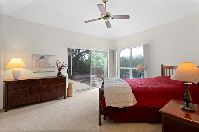 124 Hurst Creek Rd, Austin, TX 78734 - bedroom featuring access to outside, carpet flooring, multiple windows, and ceiling fan