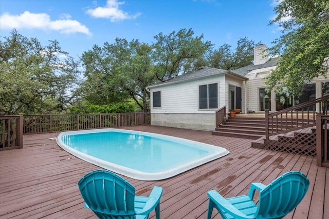 124 Hurst Creek Rd, Austin, TX 78734 - view of swimming pool with a wooden deck