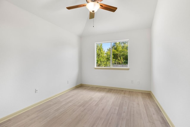 325 Swenson Dr, Hutto, TX 78634 - unfurnished room with light wood-style flooring, a ceiling fan, and lofted ceiling