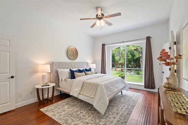4608 Hibiscus Valley Dr, Austin, TX 78739 - bedroom with wood finished floors and a ceiling fan