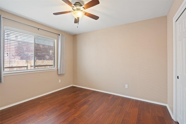 4608 Hibiscus Valley Dr, Austin, TX 78739 - unfurnished bedroom with a closet, dark wood-style floors, and ceiling fan
