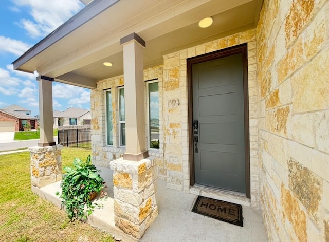 12637 Orchard Grove Ln, Manor, TX 78653 - entrance to property with covered porch and stone siding
