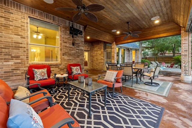9920 Michelle Hl, Garden Ridge, TX 78266 - view of patio with ceiling fan, an outdoor hangout area, and outdoor dining space