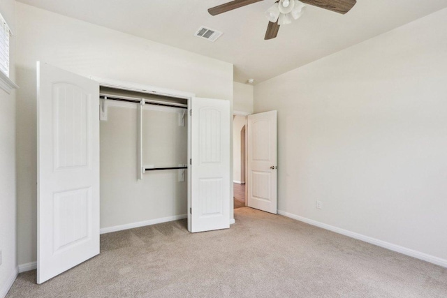 20025 Rhiannon Ln, Pflugerville, TX 78660 - unfurnished bedroom featuring light colored carpet, a closet, and ceiling fan
