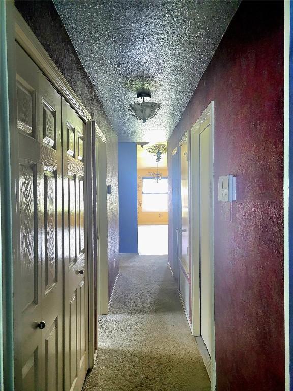 1013 Henderson Dr, Leander, TX 78641 - hall with carpet floors and a textured ceiling