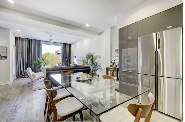 1800 E 4th St Unit 263, Austin, TX 78702 - dining room featuring light wood-type flooring, ceiling fan, and recessed lighting